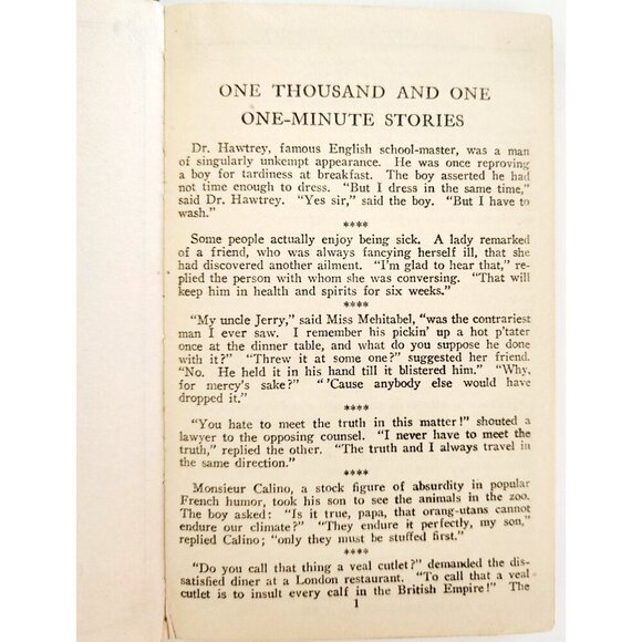 1927 1001 One Minute Stories 1st Edition H.S Chapman HC Book Antique F21 - Picture 5 of 8